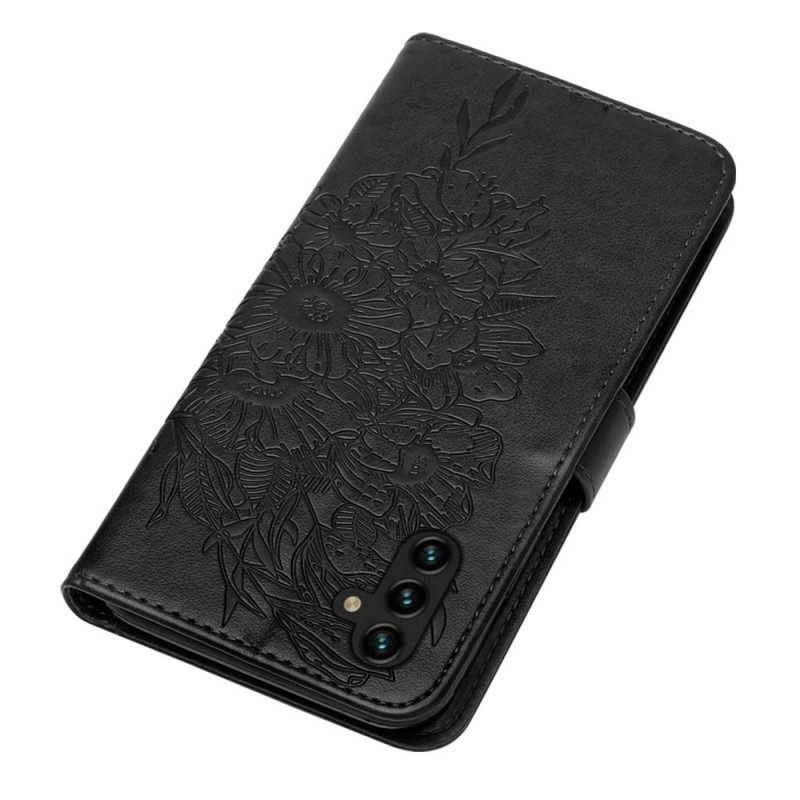 Kotelot Samsung Galaxy A13 5G Butterfly Design Kaulanauhalla