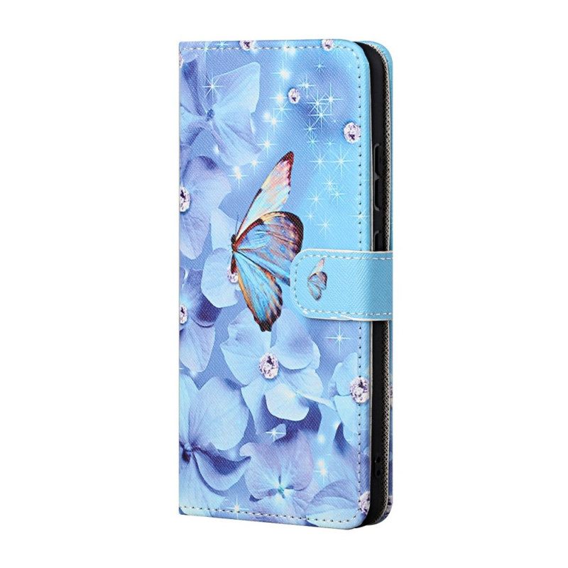 Kotelot Samsung Galaxy A13 5G Suojaketju Kuori Diamond Butterflies Hihnalla