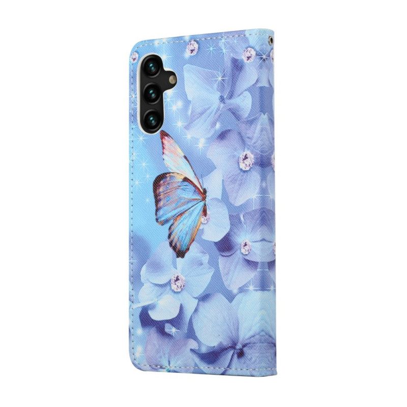 Kotelot Samsung Galaxy A13 5G Suojaketju Kuori Diamond Butterflies Hihnalla