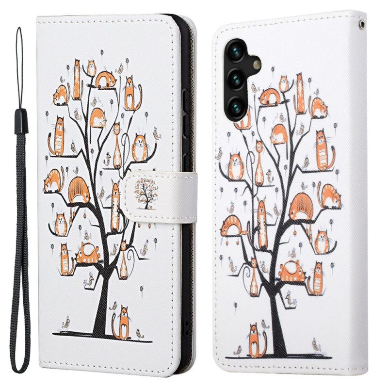 Kotelot Samsung Galaxy A13 5G Suojaketju Kuori Funky Cats Hihnalla