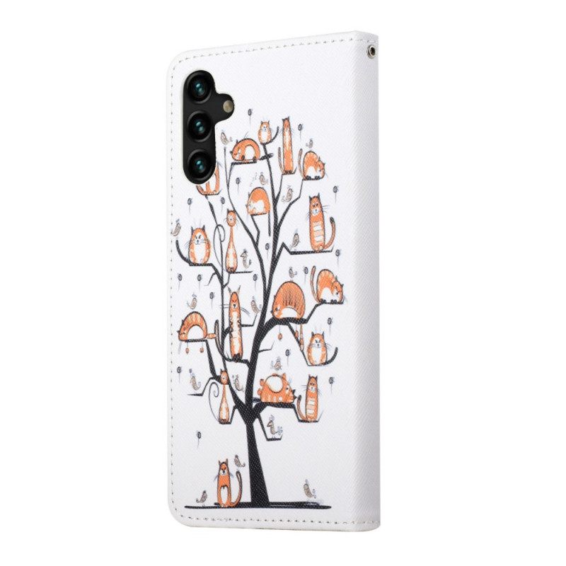 Kotelot Samsung Galaxy A13 5G Suojaketju Kuori Funky Cats Hihnalla