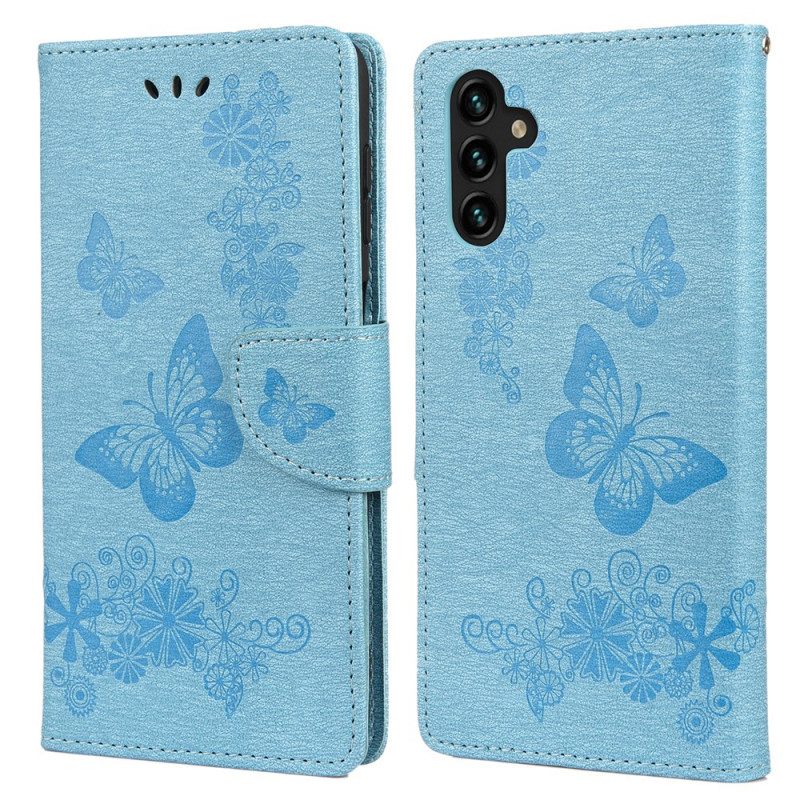 Kotelot Samsung Galaxy A13 5G Suojaketju Kuori Splendid Butterflies Hihnalla