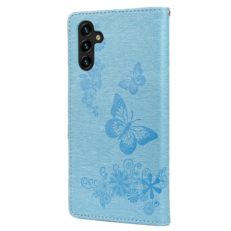 Kotelot Samsung Galaxy A13 5G Suojaketju Kuori Splendid Butterflies Hihnalla