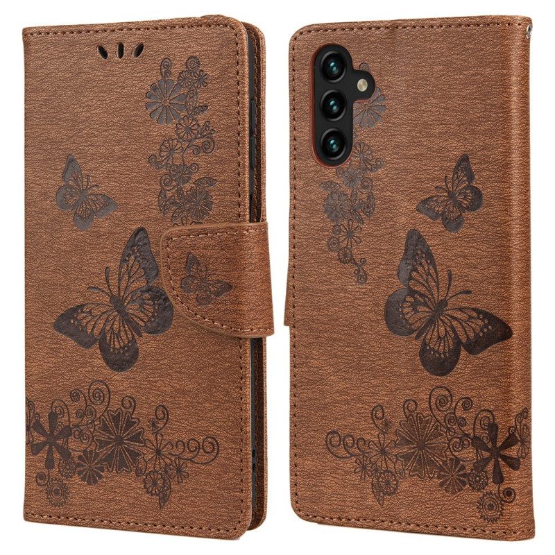 Kotelot Samsung Galaxy A13 5G Suojaketju Kuori Splendid Butterflies Hihnalla