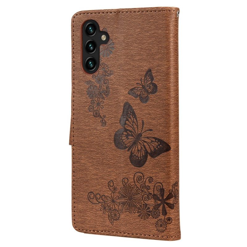 Kotelot Samsung Galaxy A13 5G Suojaketju Kuori Splendid Butterflies Hihnalla