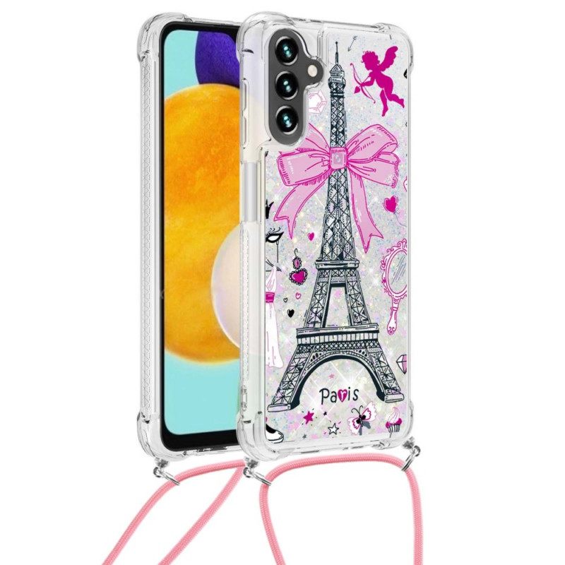 Kuori Samsung Galaxy A13 5G Kiristysnyörillä Cordon Eiffel Towerissa