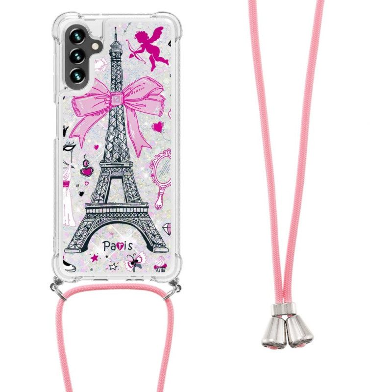 Kuori Samsung Galaxy A13 5G Kiristysnyörillä Cordon Eiffel Towerissa