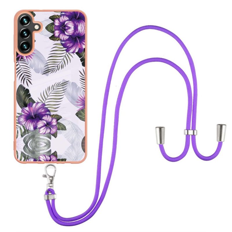 Kuori Samsung Galaxy A13 5G Kiristysnyörillä Flower Cordille