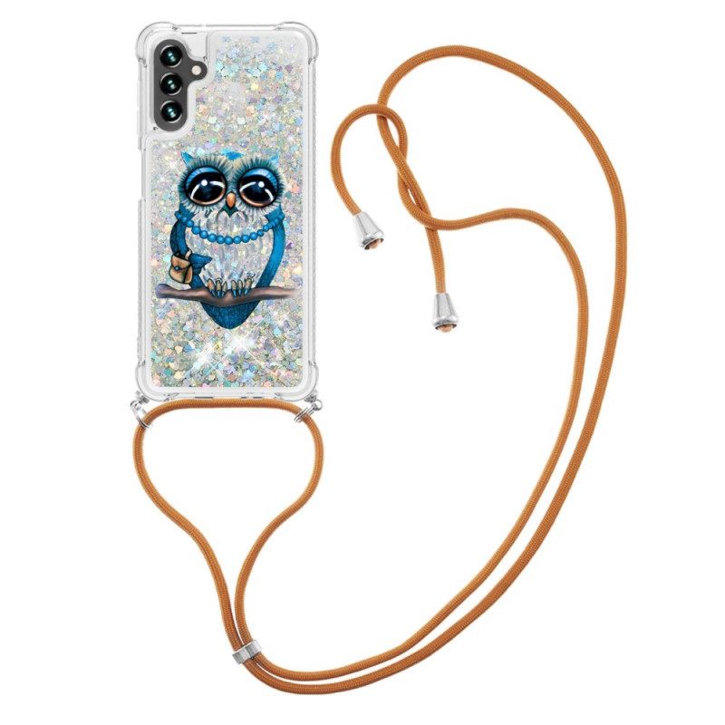 Kuori Samsung Galaxy A13 5G Kiristysnyörillä Miss Owl Sequin Vetonauha