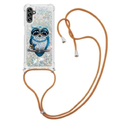 Kuori Samsung Galaxy A13 5G Kiristysnyörillä Miss Owl Sequin Vetonauha