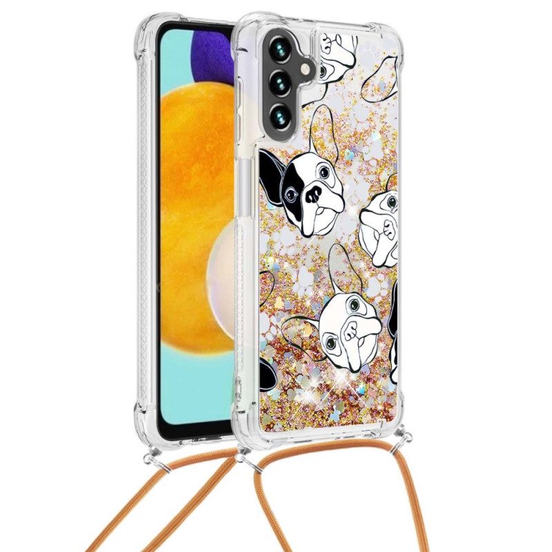 Kuori Samsung Galaxy A13 5G Kiristysnyörillä Sequin Drawstring Dogs