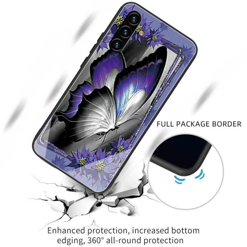 Kuori Samsung Galaxy A13 5G Purple Butterfly Karkaistu Lasi