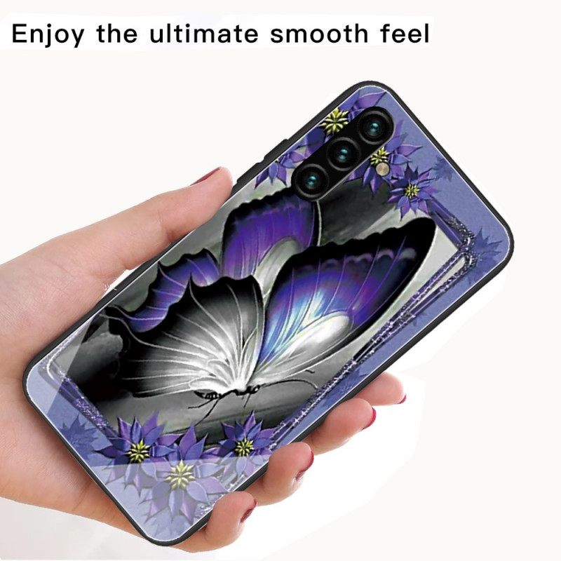 Kuori Samsung Galaxy A13 5G Purple Butterfly Karkaistu Lasi