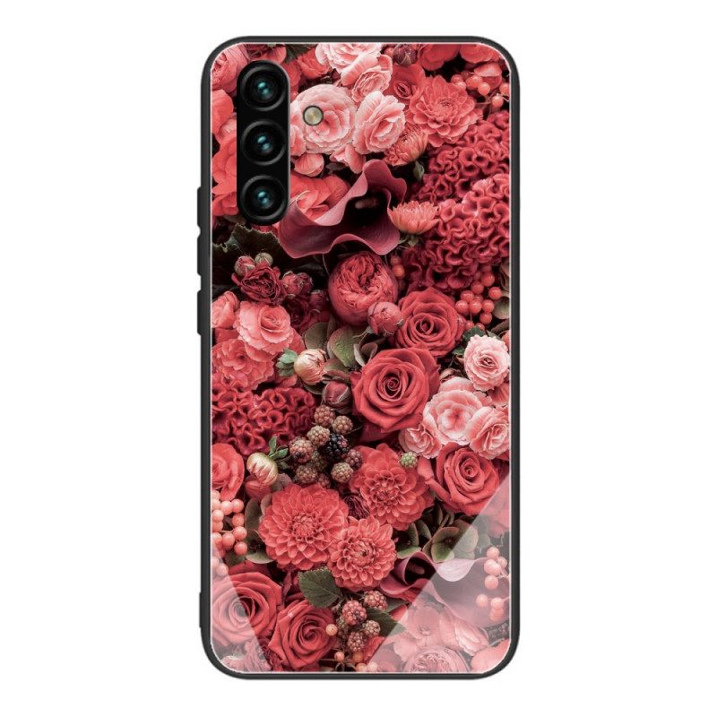 Kuori Samsung Galaxy A13 5G Tempered Glass Rose Flowers