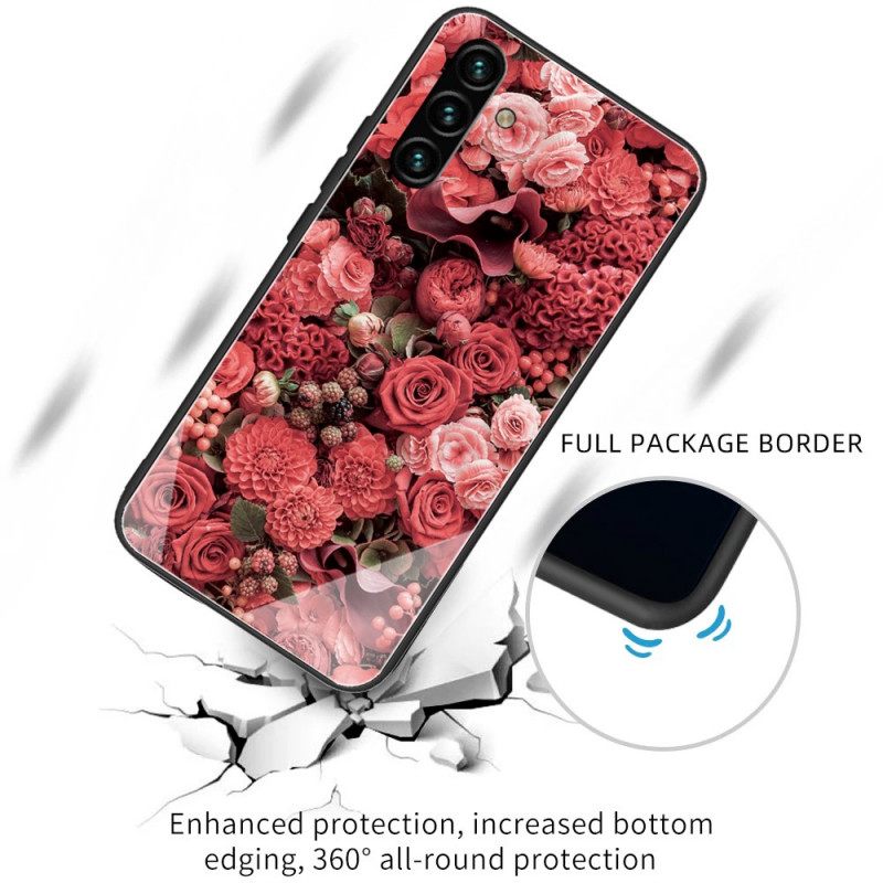 Kuori Samsung Galaxy A13 5G Tempered Glass Rose Flowers