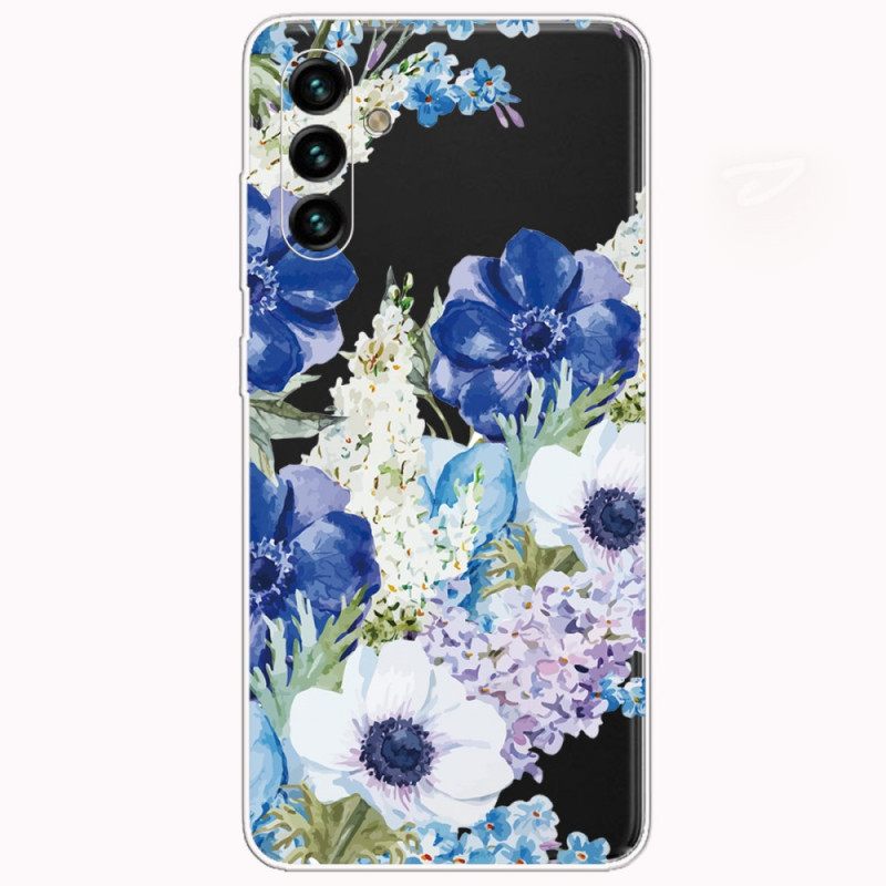 Kuori Samsung Galaxy A13 5G Watercolour Blue Flowers