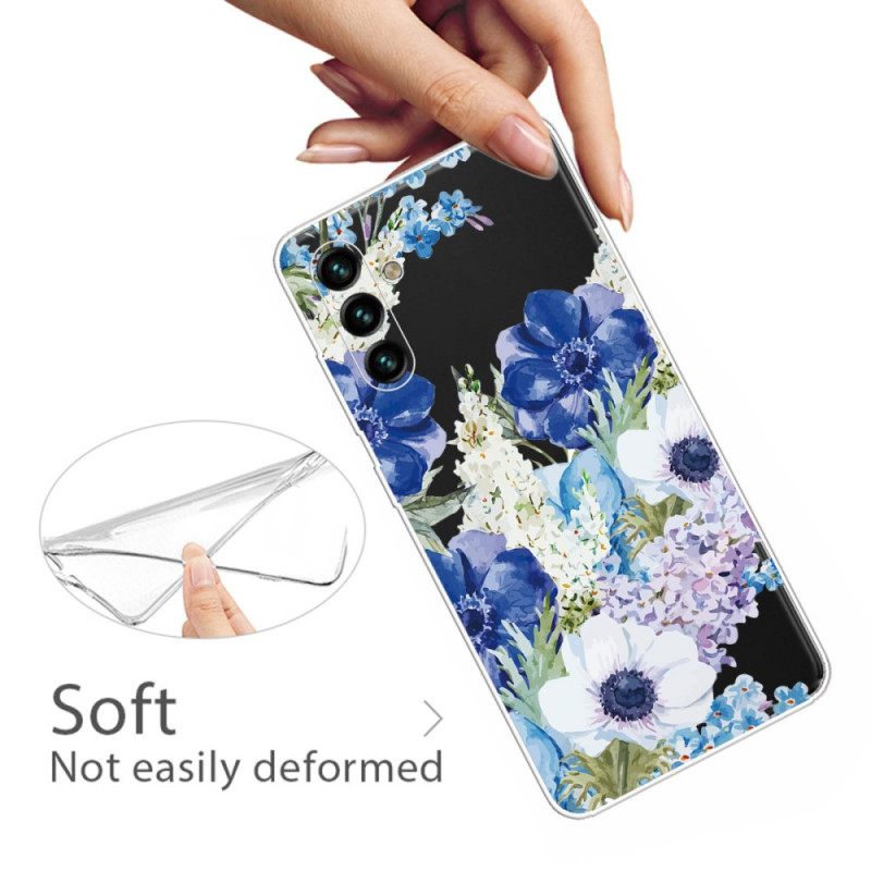 Kuori Samsung Galaxy A13 5G Watercolour Blue Flowers