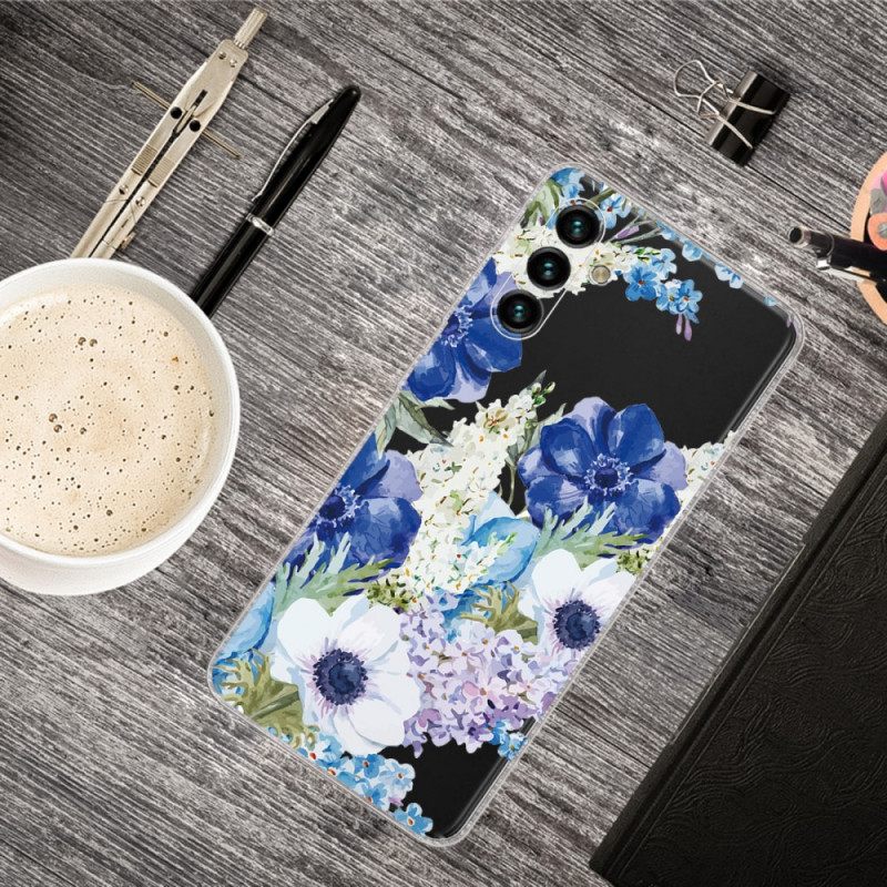 Kuori Samsung Galaxy A13 5G Watercolour Blue Flowers