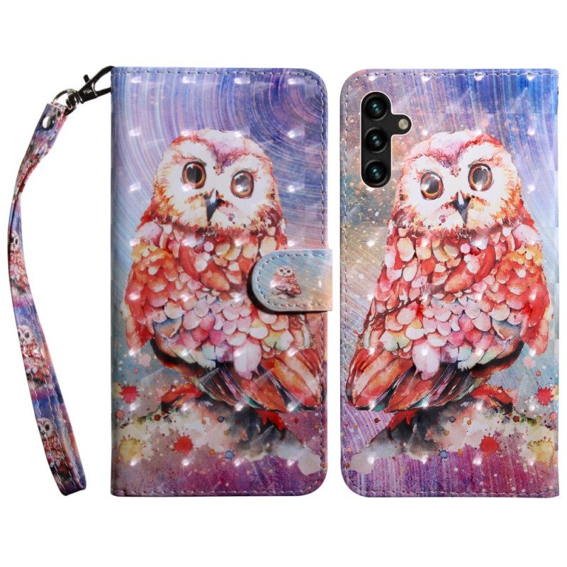 Nahkakotelo Samsung Galaxy A13 5G Owl The Painter