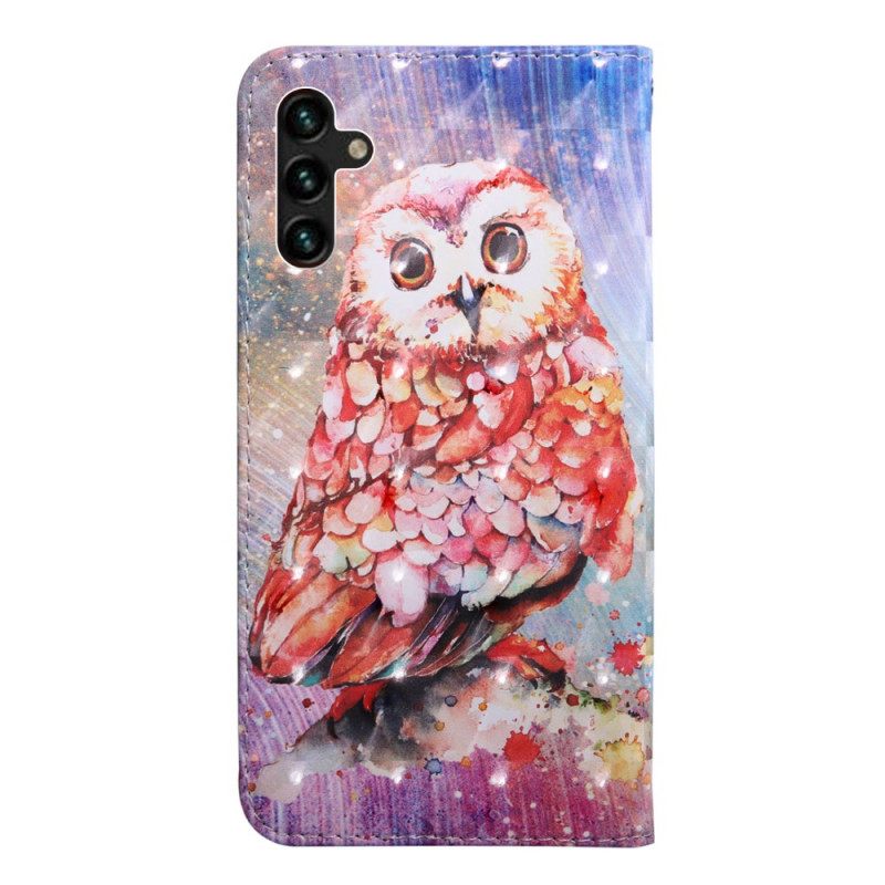 Nahkakotelo Samsung Galaxy A13 5G Owl The Painter