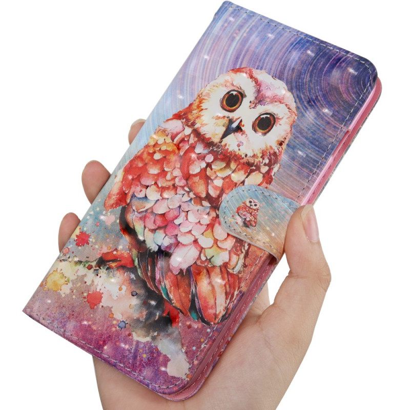 Nahkakotelo Samsung Galaxy A13 5G Owl The Painter