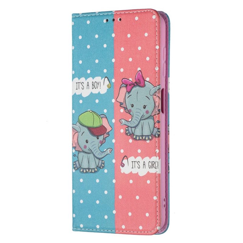 Puhelinkuoret Samsung Galaxy A13 5G Kotelot Flip Baby Elephants