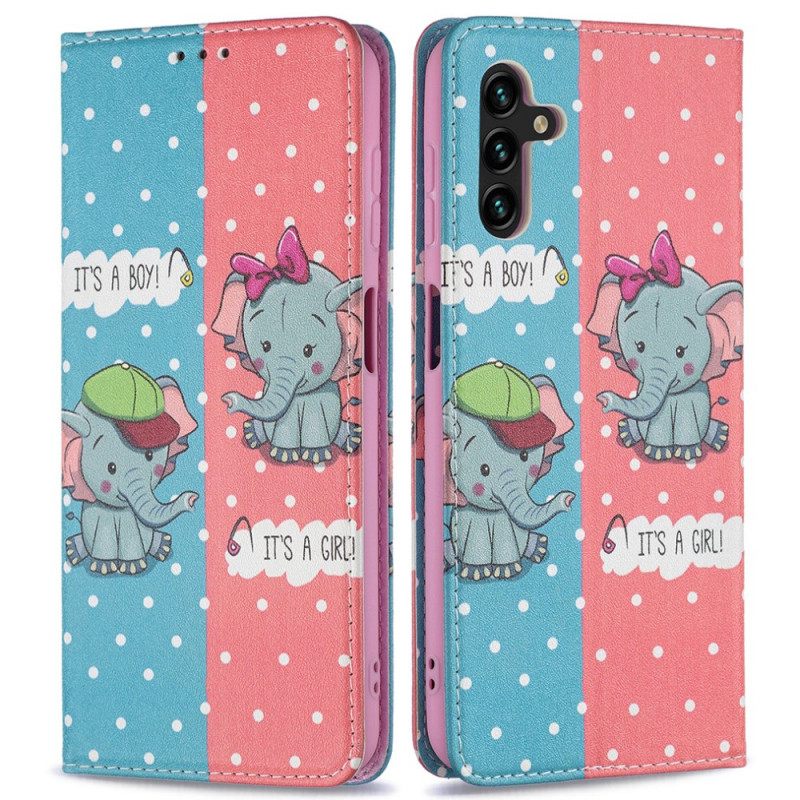 Puhelinkuoret Samsung Galaxy A13 5G Kotelot Flip Baby Elephants