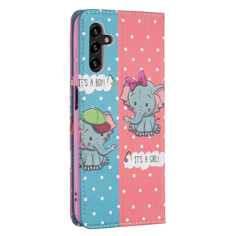 Puhelinkuoret Samsung Galaxy A13 5G Kotelot Flip Baby Elephants