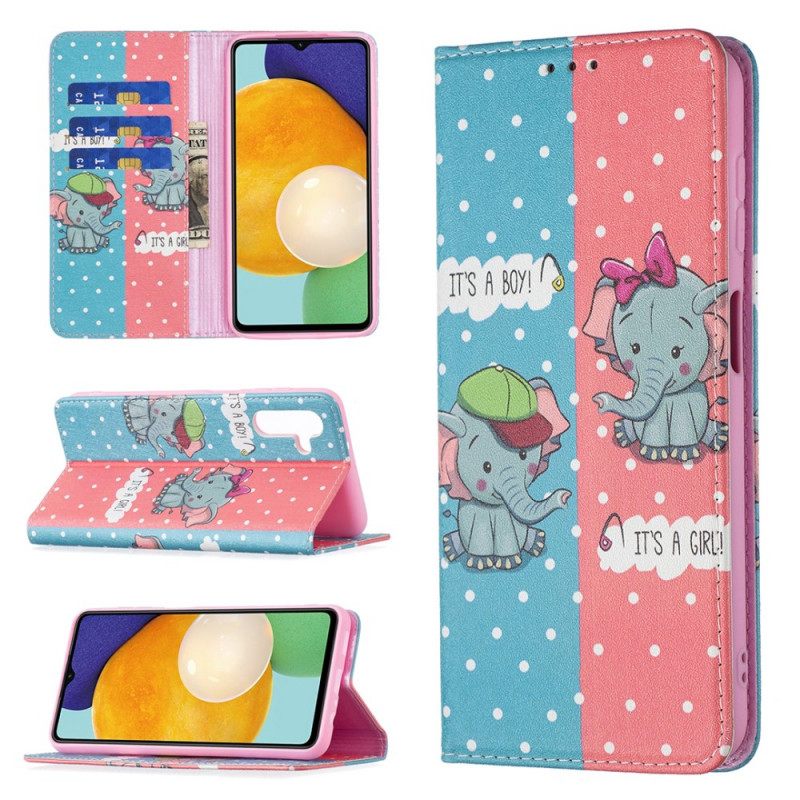 Puhelinkuoret Samsung Galaxy A13 5G Kotelot Flip Baby Elephants