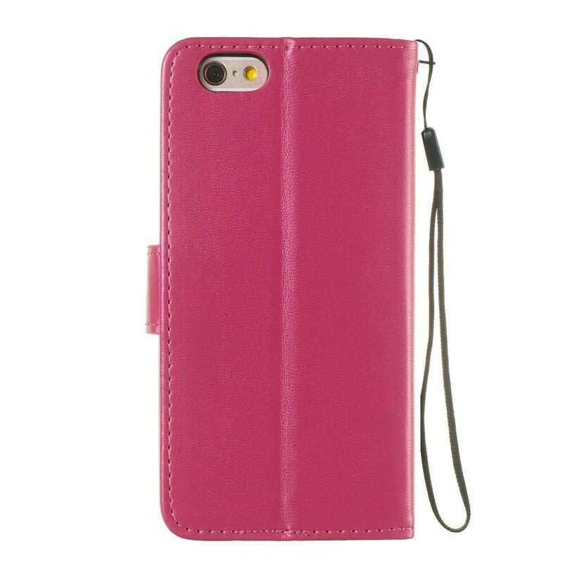 Kotelot iPhone 6 / 6S Suojaketju Kuori Pure Color Leather Effect Strappy