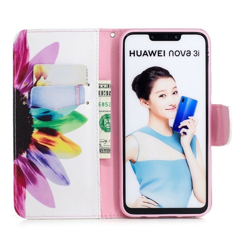 Flip Case Huawei P Smart Plus Flower Watercolour