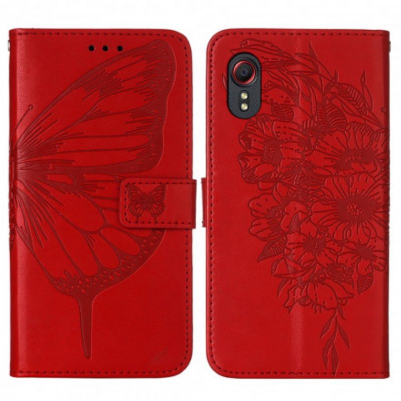 Kotelot Samsung Galaxy XCover 5 Butterfly Design Kaulanauhalla