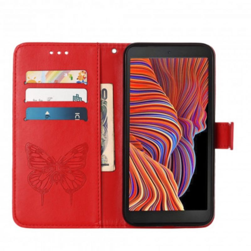 Kotelot Samsung Galaxy XCover 5 Butterfly Design Kaulanauhalla