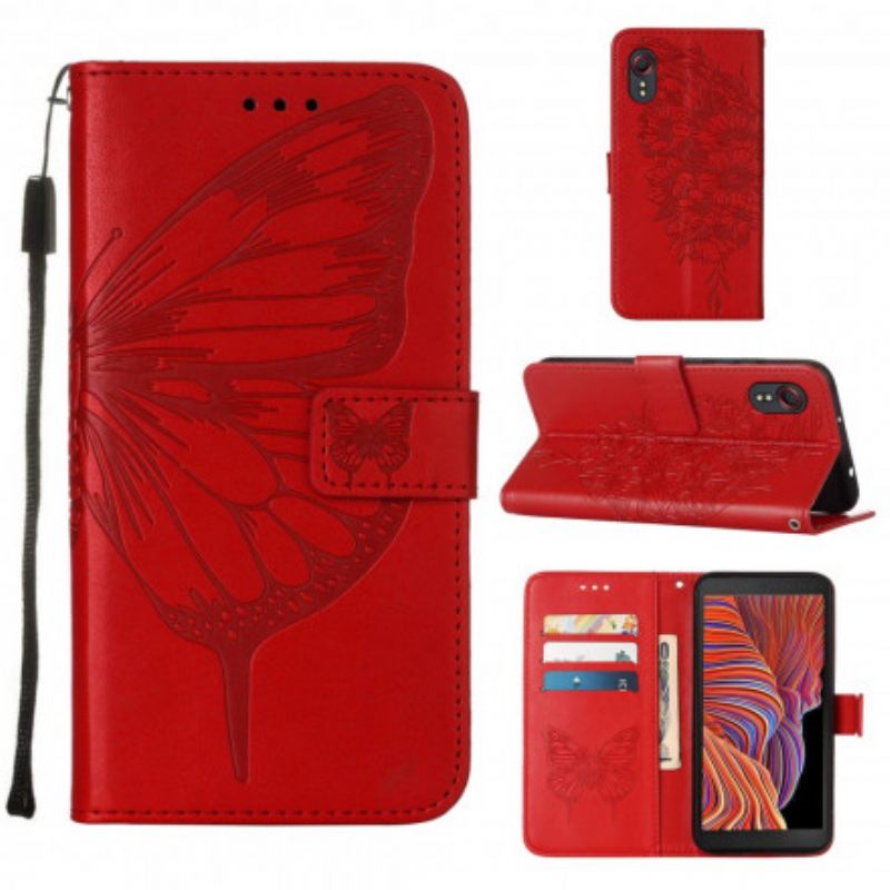 Kotelot Samsung Galaxy XCover 5 Butterfly Design Kaulanauhalla