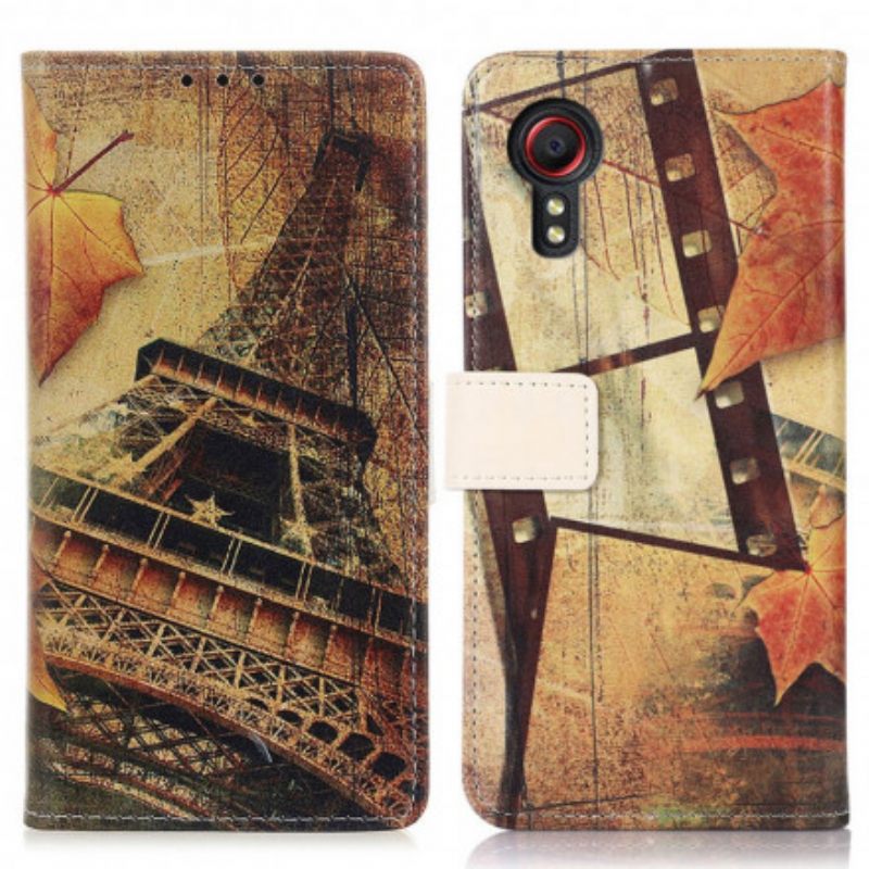 Nahkakotelo Samsung Galaxy XCover 5 Eiffel-torni Syksyllä