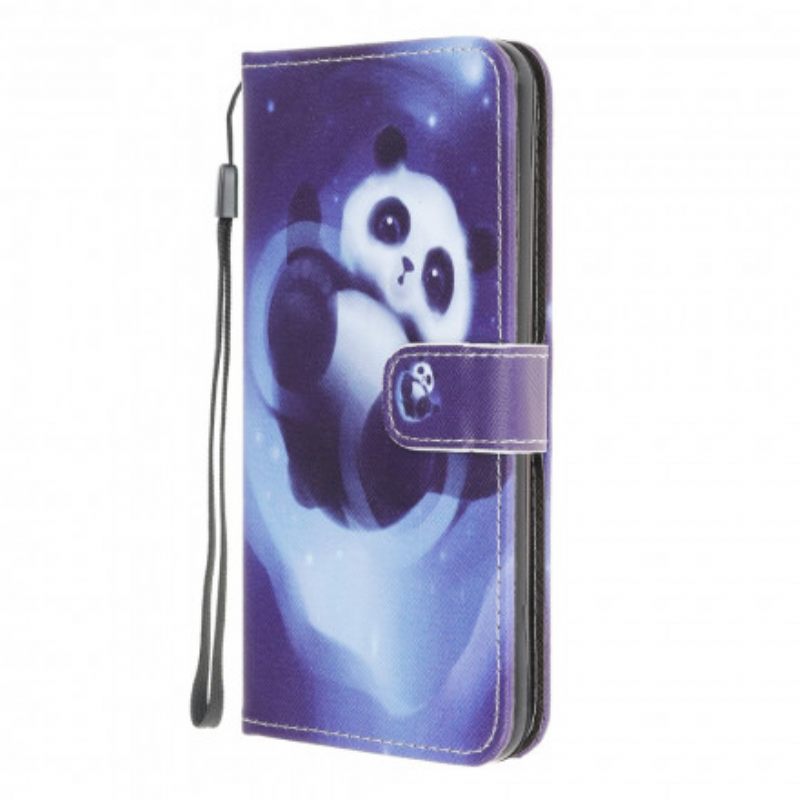 Nahkakotelo Samsung Galaxy XCover 5 Suojaketju Kuori Panda Space Lanyard