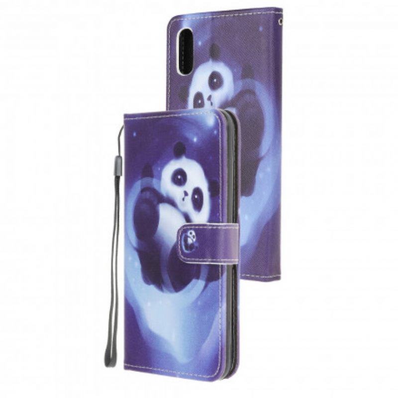 Nahkakotelo Samsung Galaxy XCover 5 Suojaketju Kuori Panda Space Lanyard