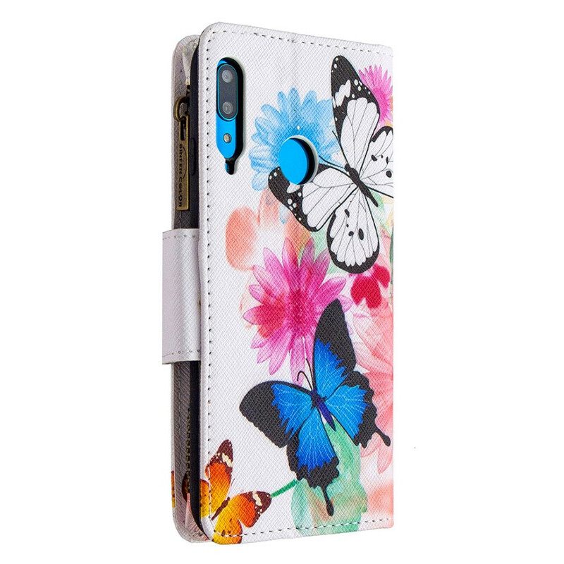 Kotelot Huawei P40 Lite E / Huawei Y7p Butterflies Vetoketjullinen Tasku