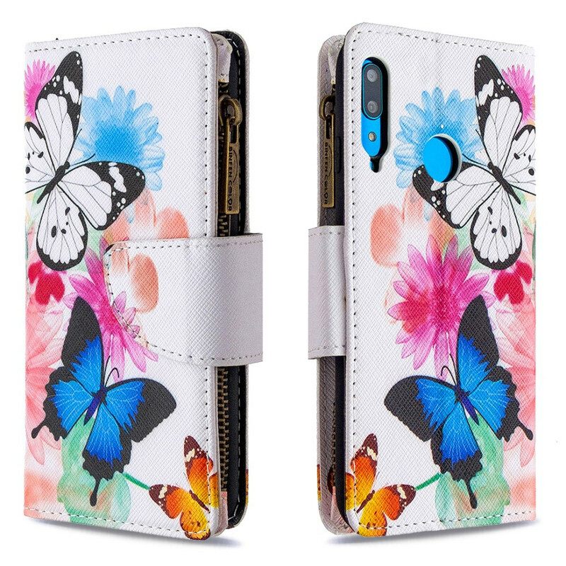 Kotelot Huawei P40 Lite E / Huawei Y7p Butterflies Vetoketjullinen Tasku