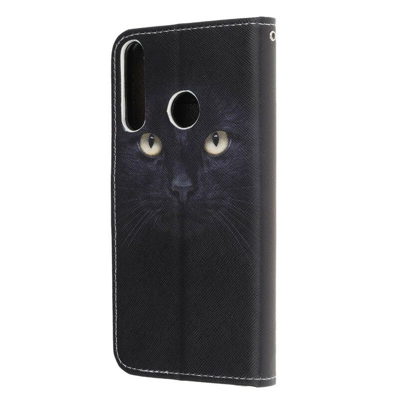 Kotelot Huawei P40 Lite E / Huawei Y7p Suojaketju Kuori Black Cat Eyes Hihnalla