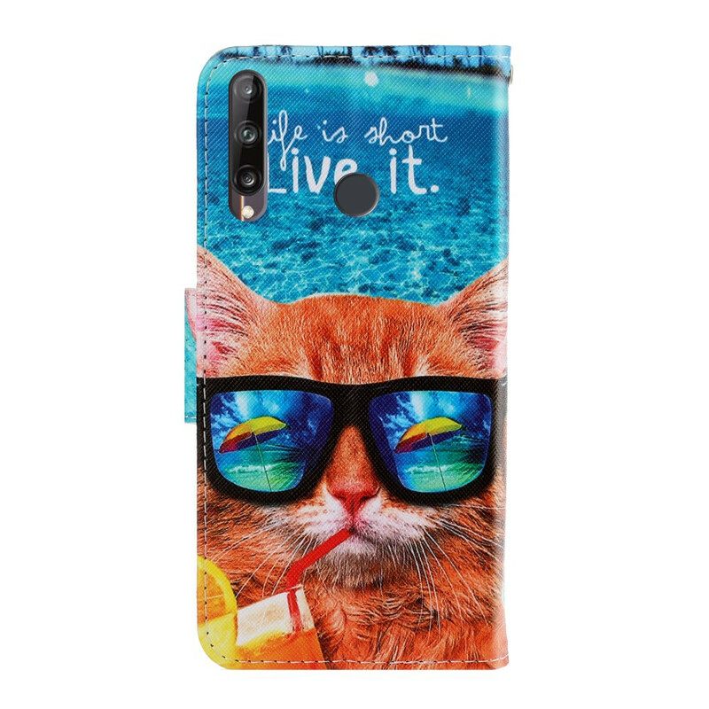 Kotelot Huawei P40 Lite E / Huawei Y7p Suojaketju Kuori Cat Live It Lanyardissa