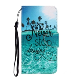 Kotelot Huawei P40 Lite E / Huawei Y7p Suojaketju Kuori Never Stop Dreaming Navy Strappy