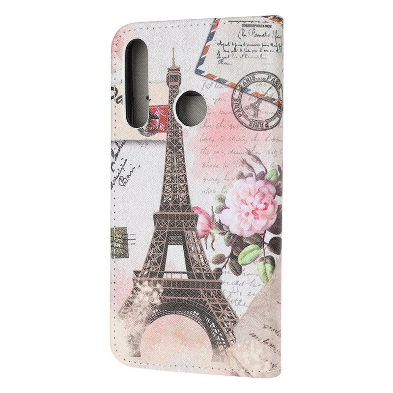 Nahkakotelo Huawei P40 Lite E / Huawei Y7p Retro Eiffel-torni