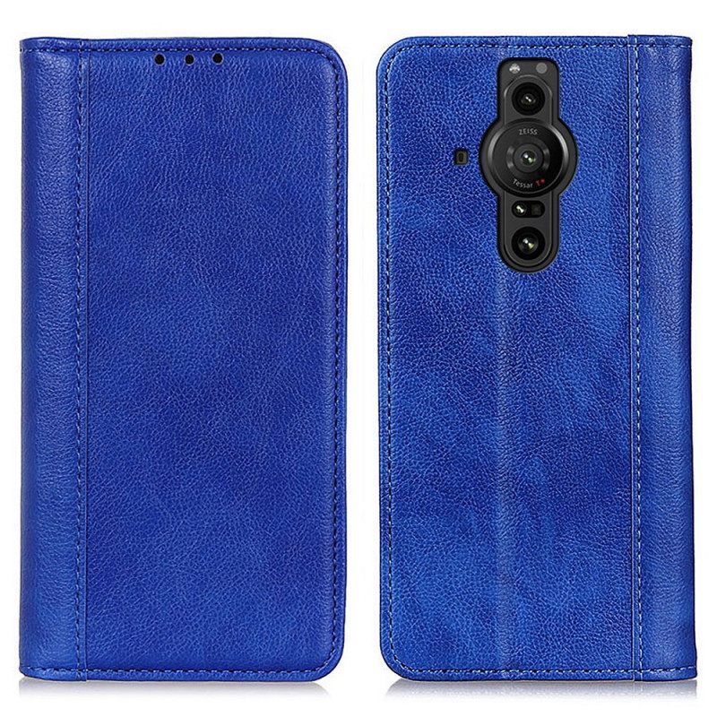 Puhelinkuoret Sony Xperia Pro-I Kotelot Flip Elegance Split Litchi Leather