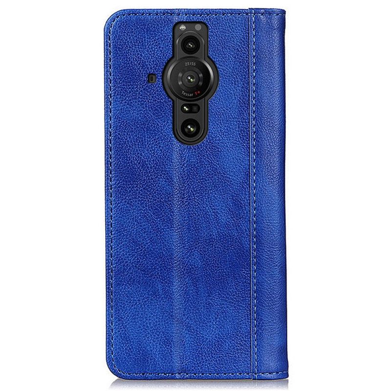 Puhelinkuoret Sony Xperia Pro-I Kotelot Flip Elegance Split Litchi Leather