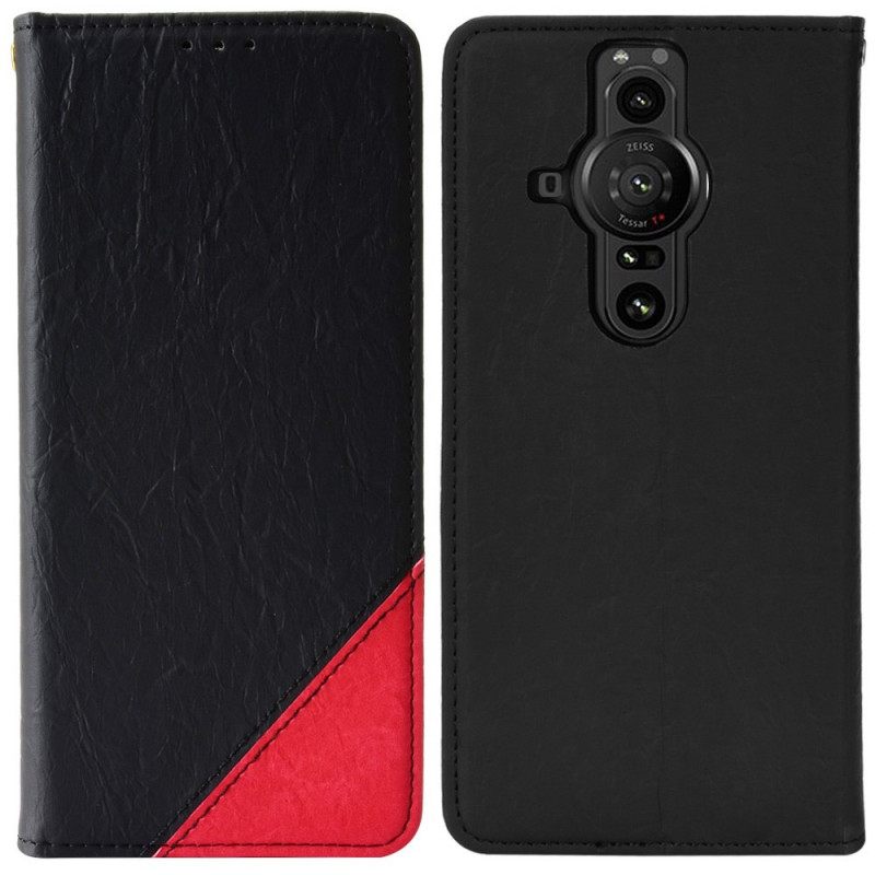 Puhelinkuoret Sony Xperia Pro-I Kotelot Flip Faux Leather Bicolor Oblique