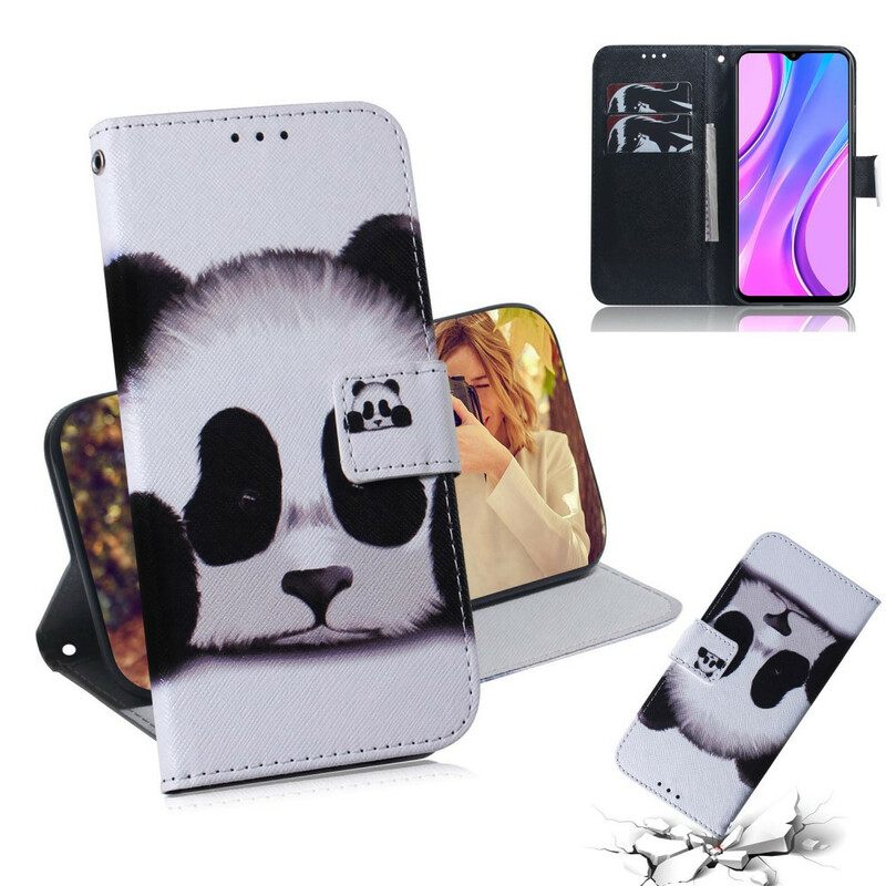 Flip Case Xiaomi Redmi 9 Panda Kasvot