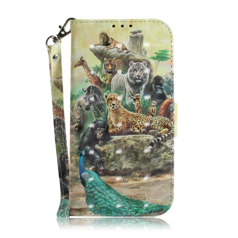 Flip Case Xiaomi Redmi 9 Suojaketju Kuori Animal Safari Stringit