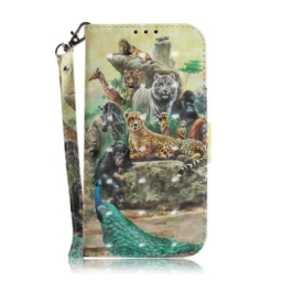 Flip Case Xiaomi Redmi 9 Suojaketju Kuori Animal Safari Stringit