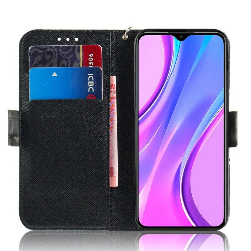 Flip Case Xiaomi Redmi 9 Suojaketju Kuori Animal Safari Stringit